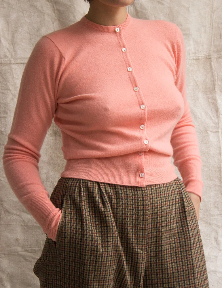 1960s Pringle of Scotland Peach Cashmere Cardigan — Wayward Collection